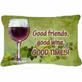 Carolines Treasures Good Friends, Good Wine, Good Times Indoor & Outdoor Fabric Decorative Pillow CA75384